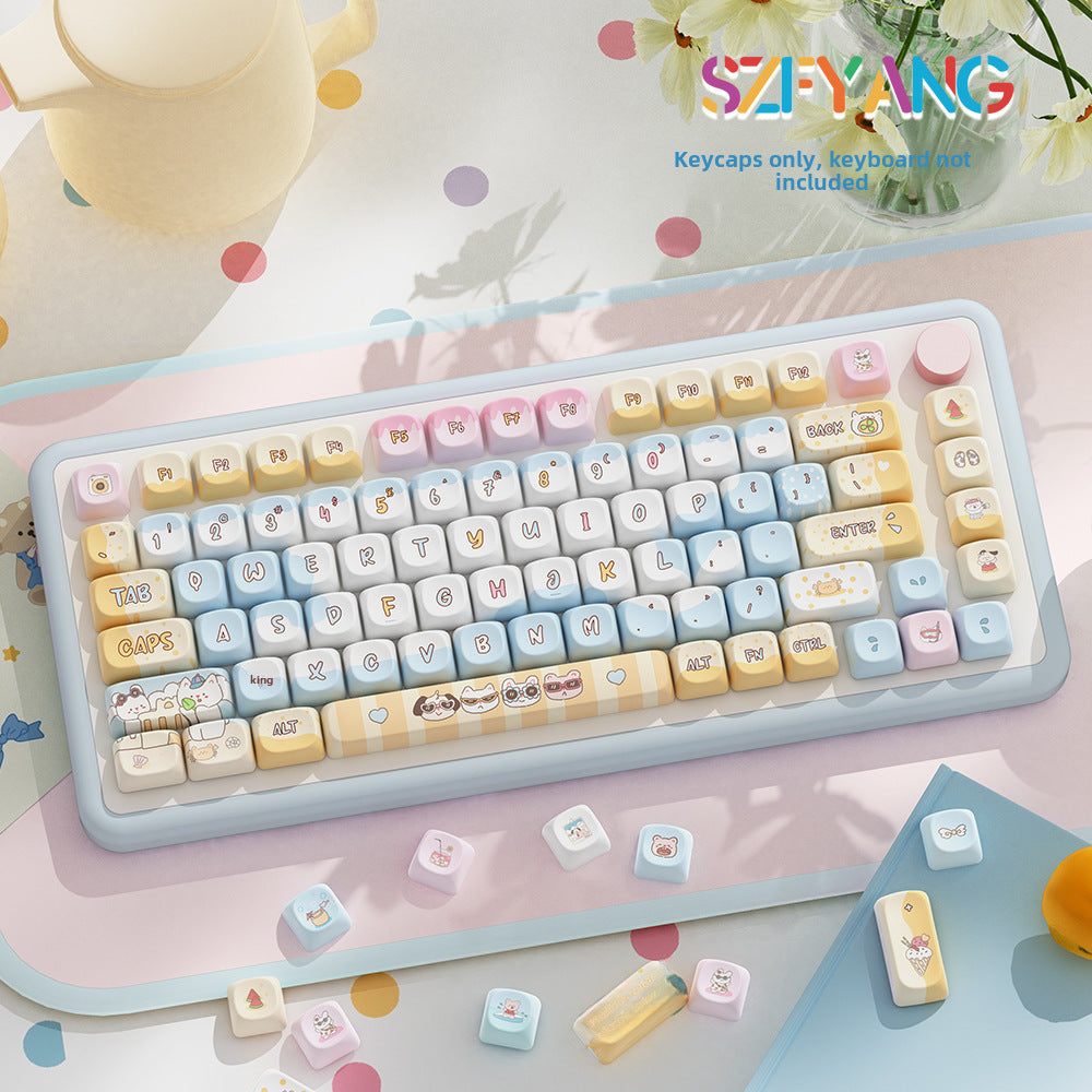 120 key cute unique keycap full five-sided PBT sublimation customized mechanical keyboard cap 68/75/84/98