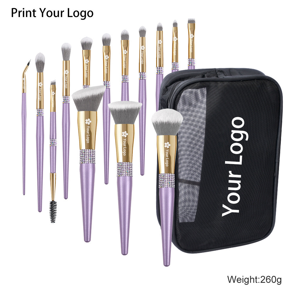 [Biyouyi new] 14 lilac purple makeup brushes suit full set of professional super soft fur makeup brushes cross-border