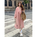 Pink reversible cashmere coat women 2023 autumn and winter New Korean style loose mid-length Hepburn style woolen coat