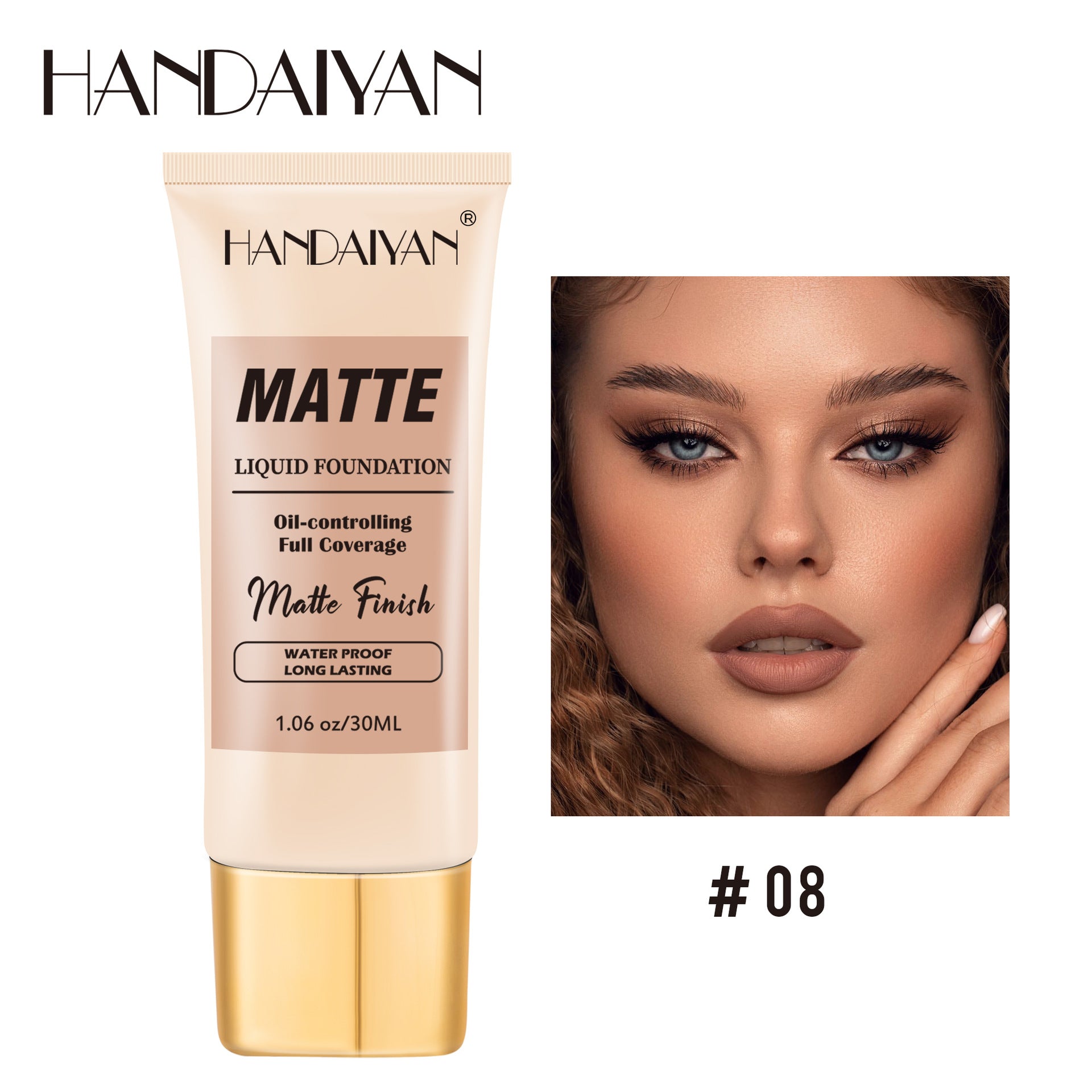 Cross-border Concealer Foundation handaiyan long lasting smear-proof makeup invisible pore moisturizing European and American style Foundation