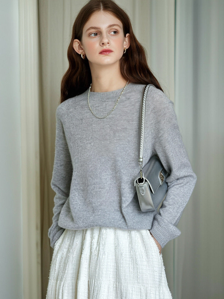 European and American old Qian Feng Shan cashmere sweater high-end classic knitted sweater round neck autumn and winter soft glutinous warm long sleeves wool top