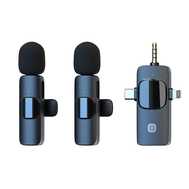 Cross-border wireless lavalier microphone K1 one-to-two live broadcast integrated intelligent noise reduction professional mini microphone