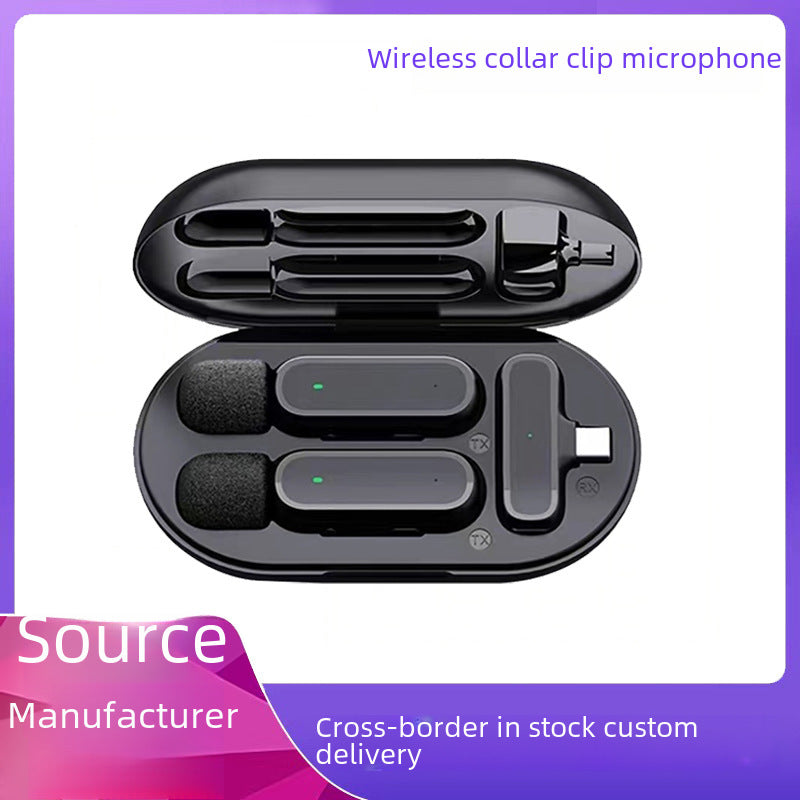 Cross-border wireless collar clip microphone mobile phone outdoor live broadcast computer radio noise reduction Bluetooth 2.4g Mini small microphone