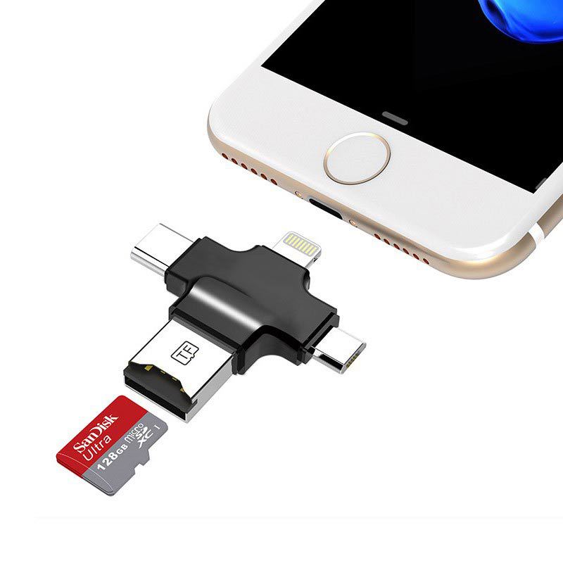 4-in-1 Card Reader for iPhone/Android