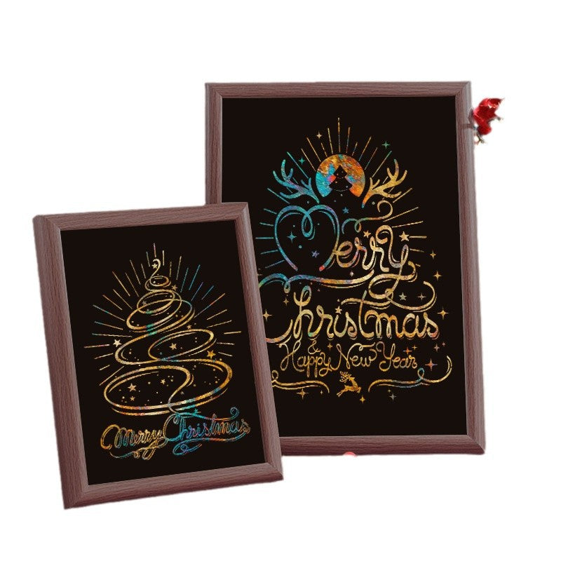 Christmas decorative painting non-heritage burning foil painting baked gold foil DIY non-heritage burning foil painting material package handmade movable burning foil