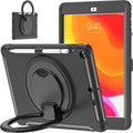 Applicable iPad 10.2 Apple tablet protective case with pen Sleeve 360 degrees handheld rotating bracket three-proof protective case