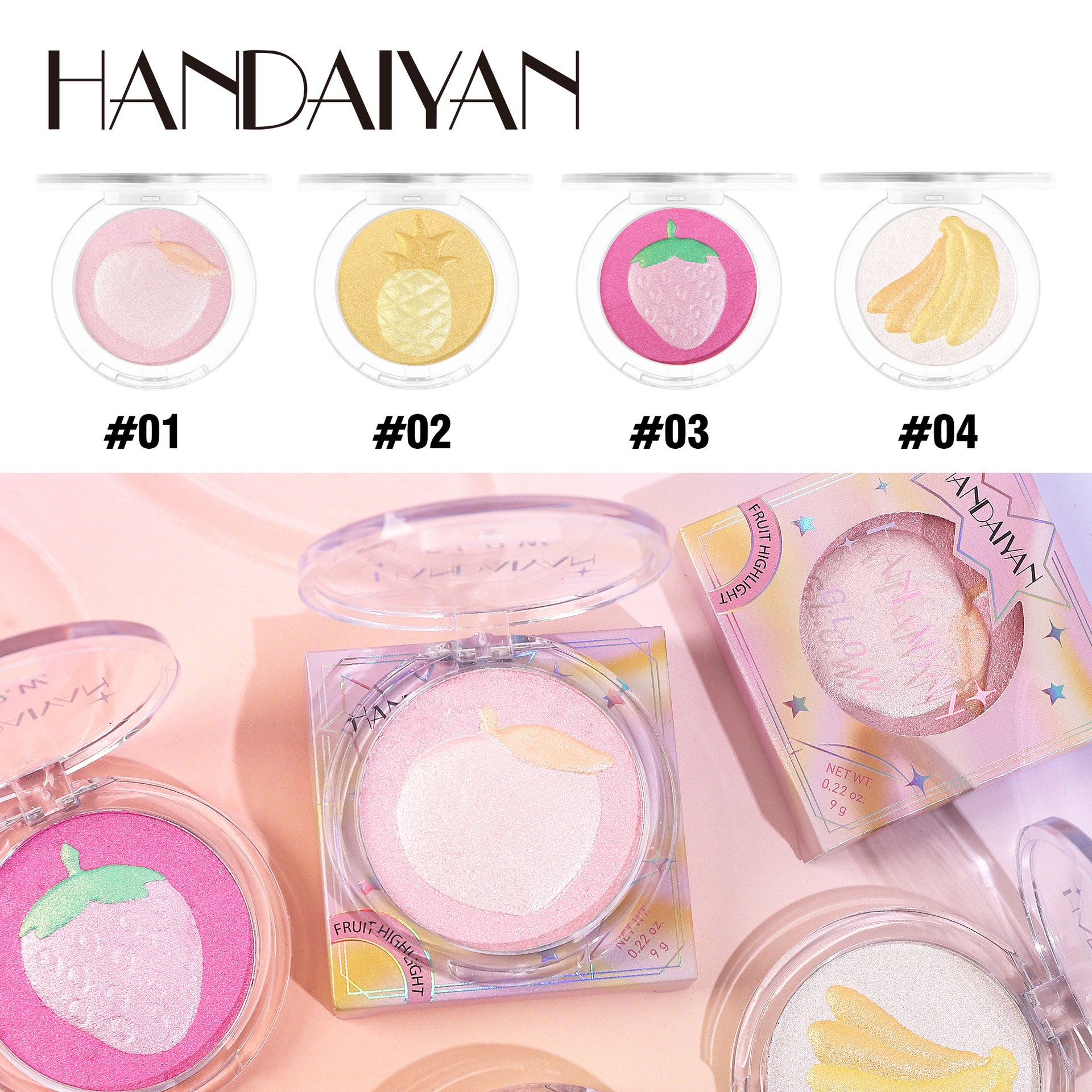 Cross-border highlight powder repair and brightening plate handaiyan fruit series pearlescent fine glitter makeup wholesale