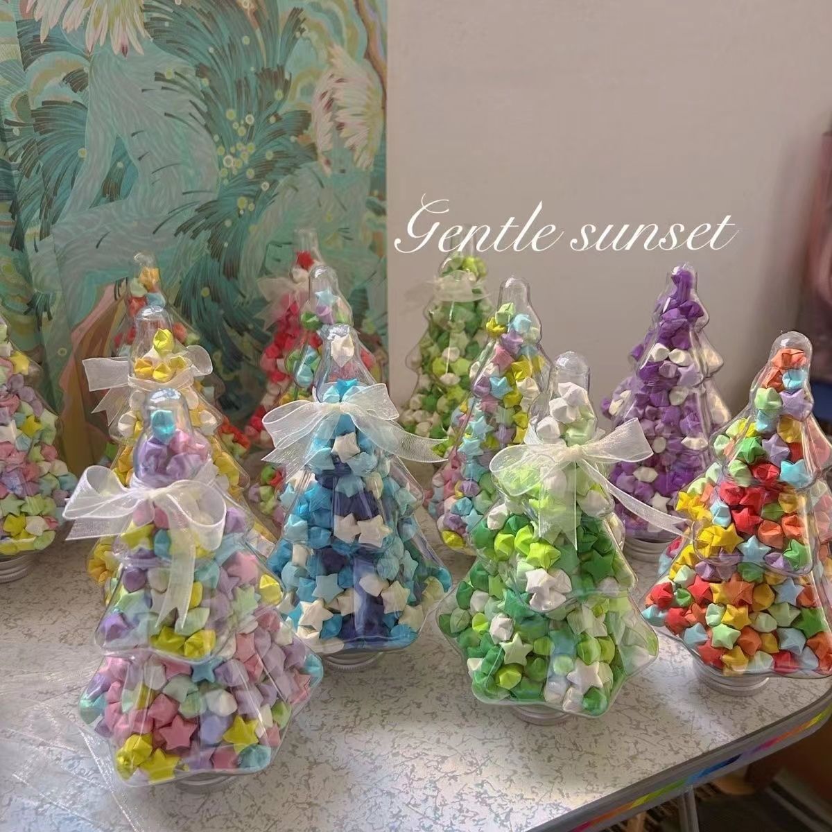Xiaohongshu same style origami XINGX Christmas tree XINGX origami gradient color wishing star lucky pot Christmas gift