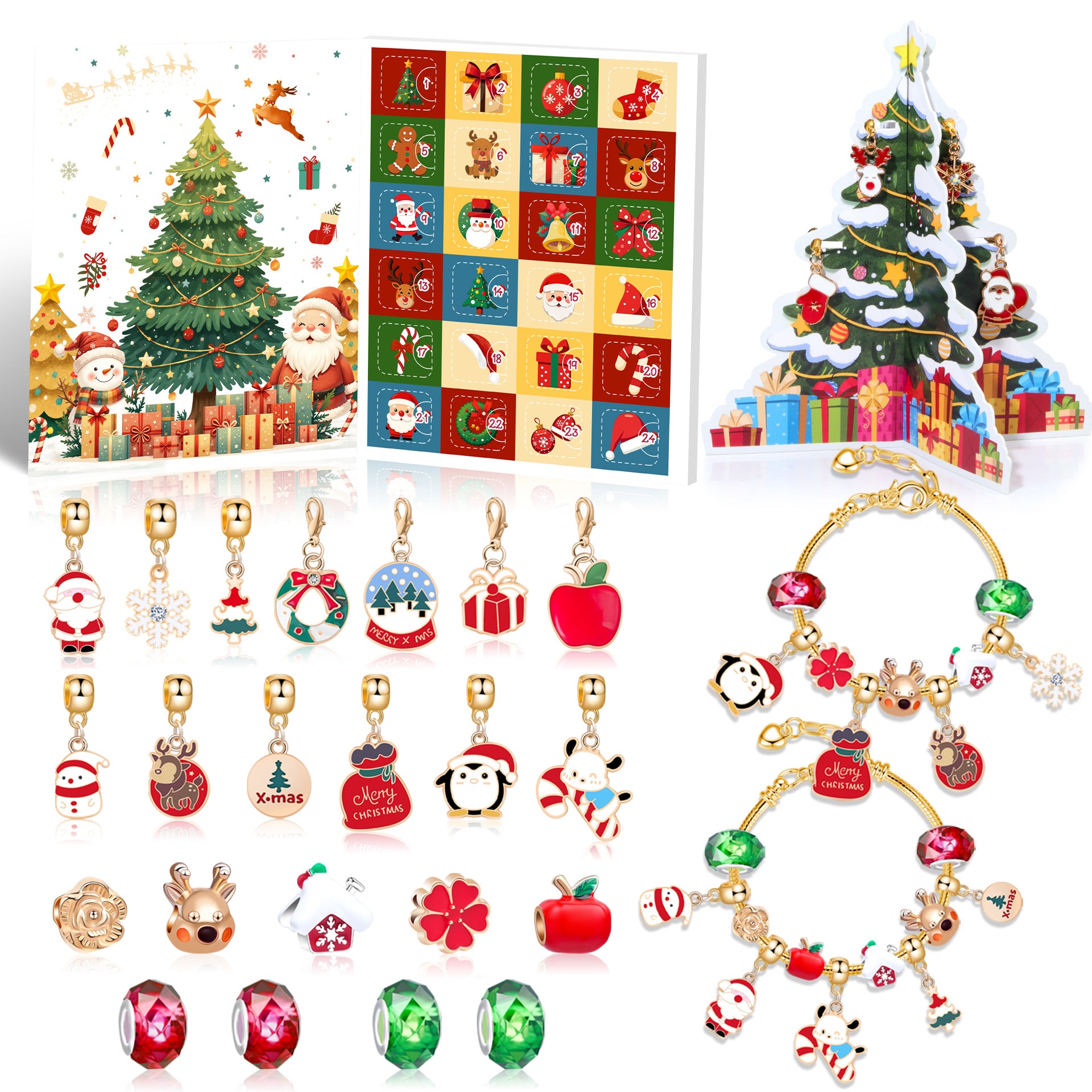 Cross-border new arrival Christmas creative blind box bracelet handmade diy24 grid educational jigsaw puzzle exquisite gift set