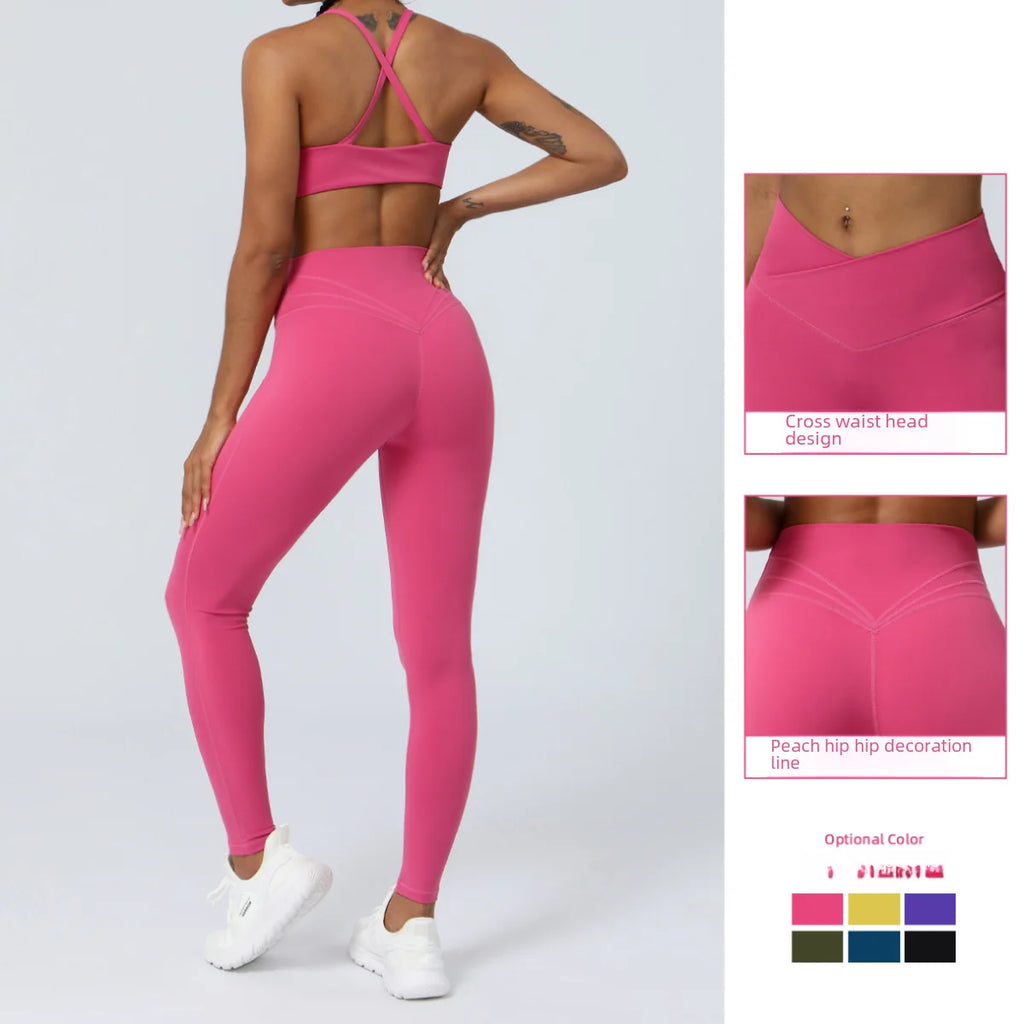 Cross-border European and American yoga clothes suit high waist hip lift running fitness clothes suit tight yoga exercise suit suit women
