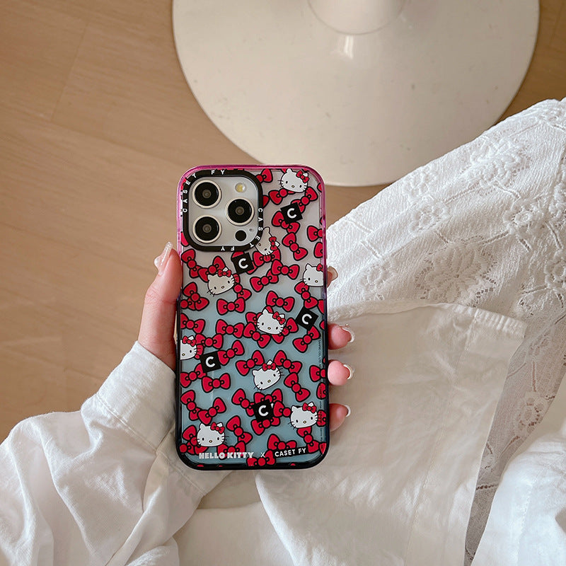 Upgraded cotton candy HelloKitty for Apple iPhone16ProMax phone case 15pro/14 sets