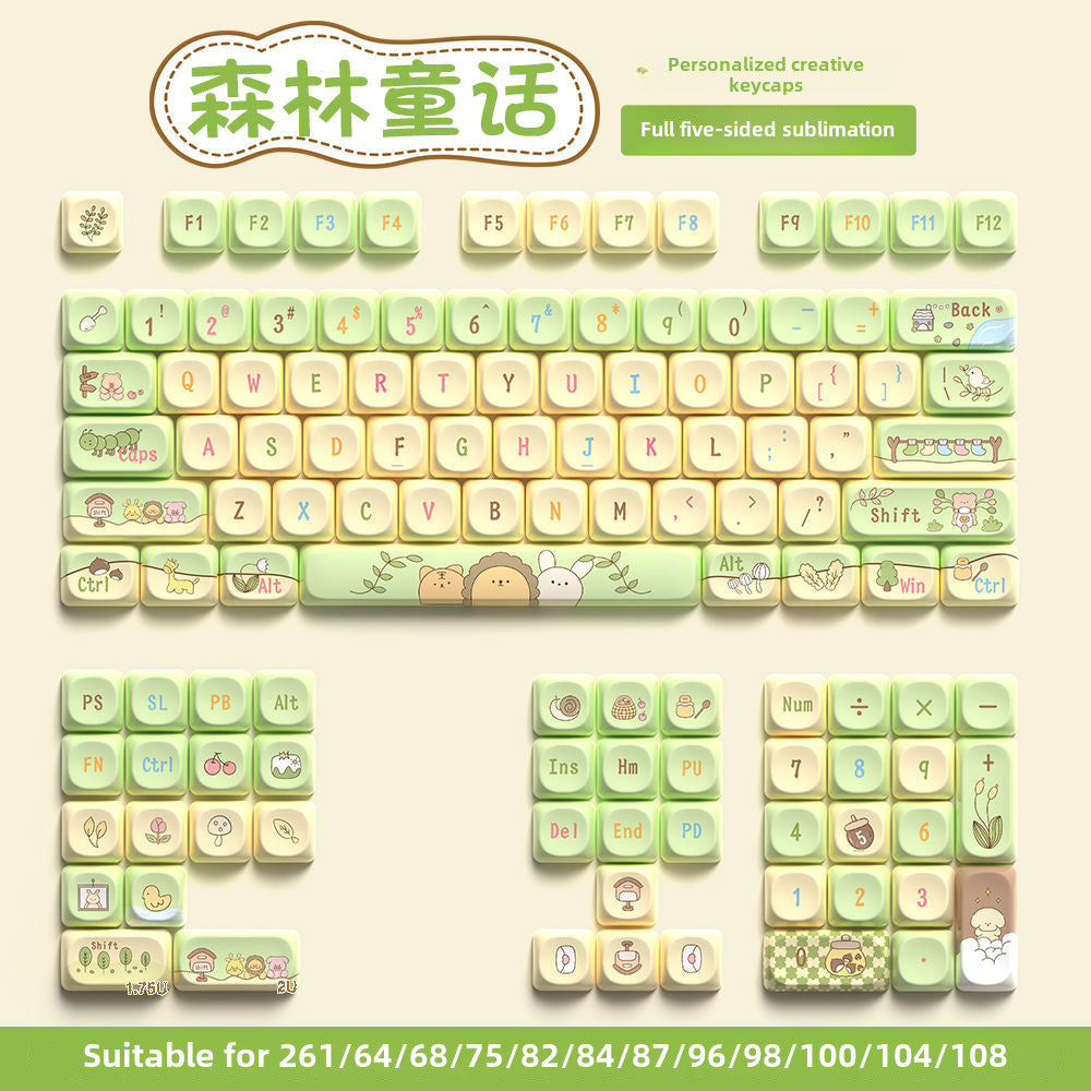120 key cute unique keycap full five-sided PBT sublimation customized mechanical keyboard cap 68/75/84/98