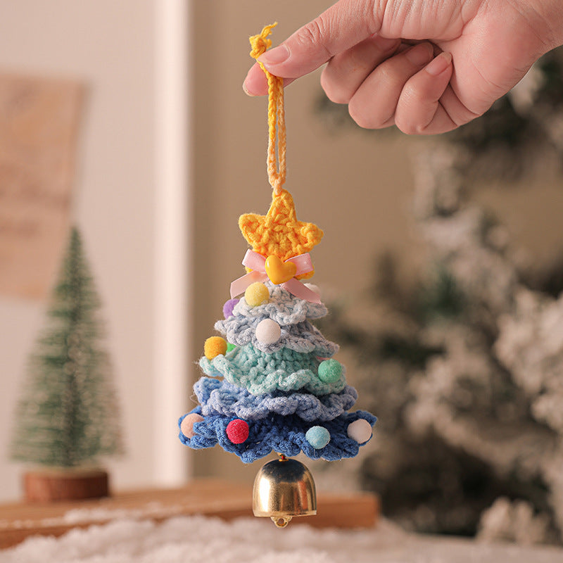 Exclusive for cross-border plush Christmas pendant wool crocheted Christmas tree small ornaments Christmas decoration automobile hanging ornament