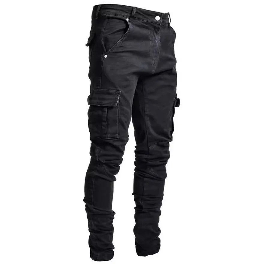 In stock Europe and America cross border new jeans men's cross-border side pocket skinny jeans for men