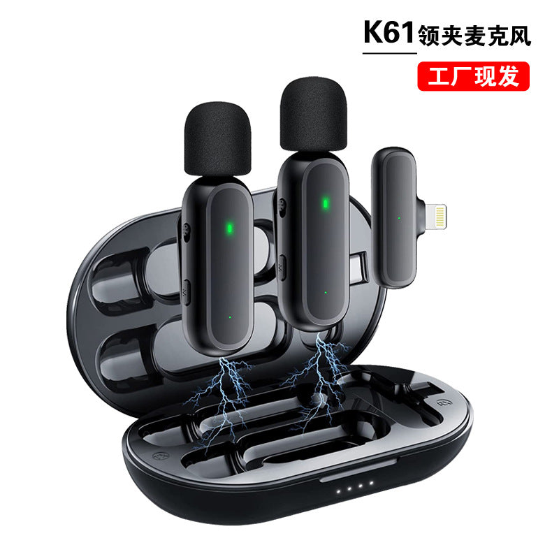 k61 wireless collar clip microphone outdoor live video recording noise reduction radio k60 mini microphone with charging compartment