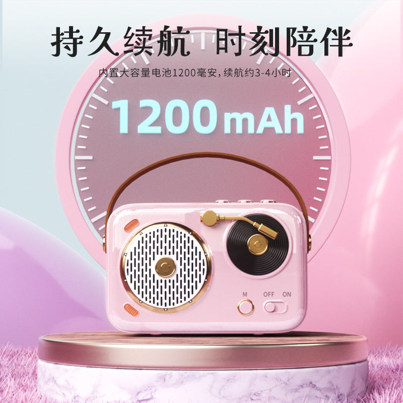 Retro Bluetooth Speaker singing audio all-in-one microphone karaoke EXTRA BASS Wireless microphone artifact Outdoor