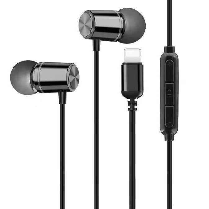 Suitable for Apple wired headset iphone15/14promax/13/12/11 flat head Android metal headset