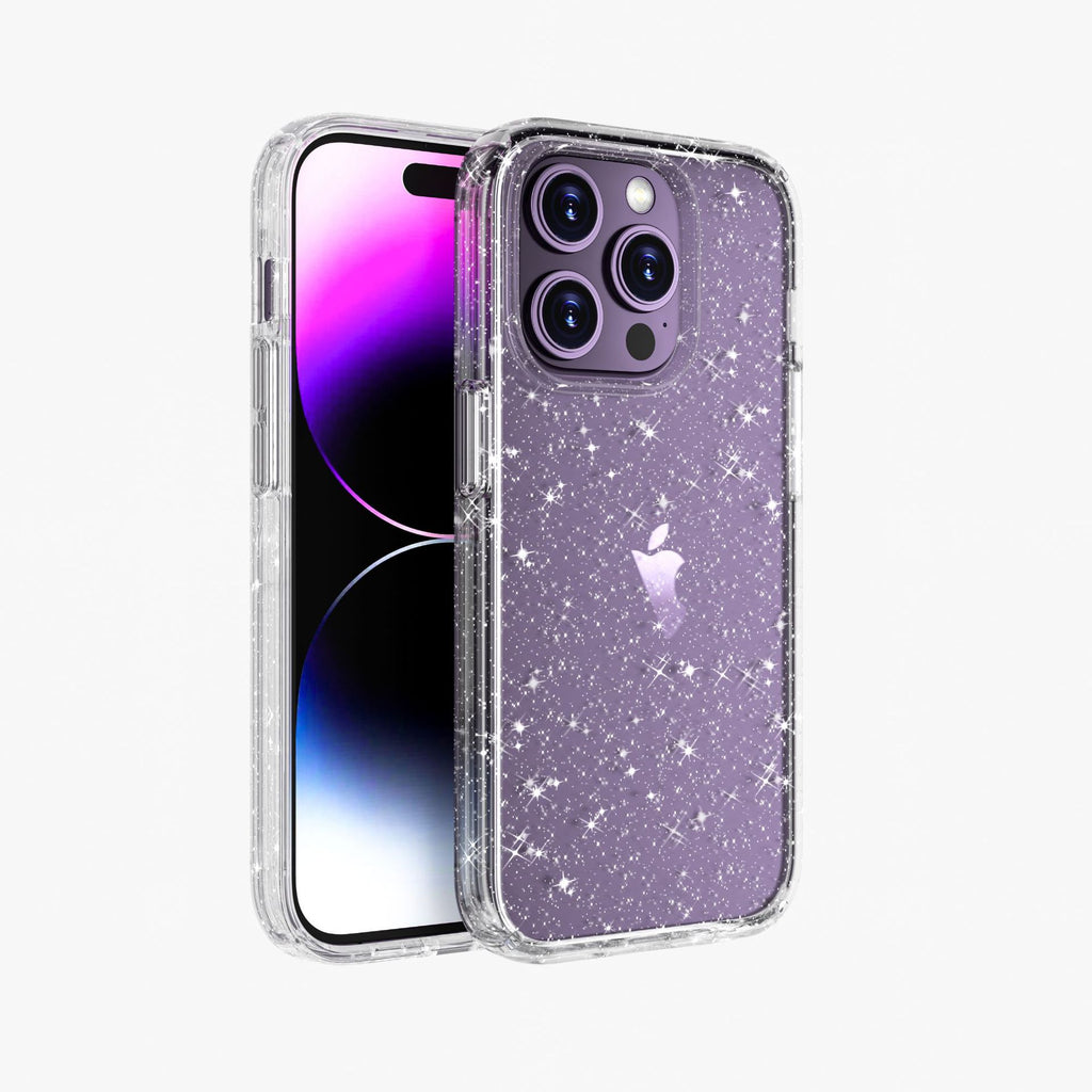 Defender applicable iPhone15promax transparent glitter phone case mobile phone shell for iPhone phone case drop-resistant hard case 15