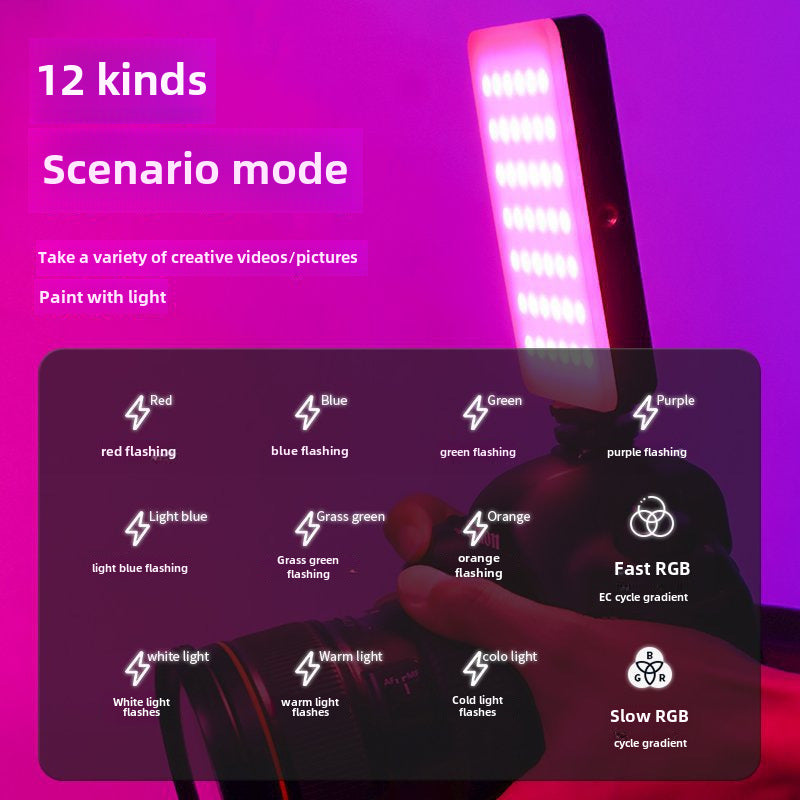 Cross-border mobile phone clip fill light RGB flash self-timer lamp camera mobile phone tablet video fill light