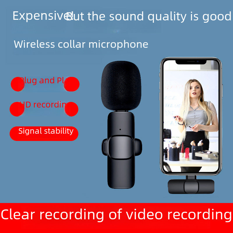Hot Selling product wireless lavalier microphone K1 one drag two Tik Tok live stream Intelligent Noise reduction wireless mini microphone