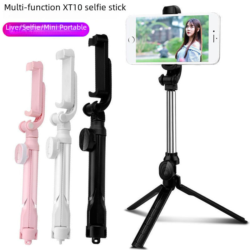 New tripod selfie horizontal and vertical shooting Bluetooth selfie stick brush TikTok outdoor live streaming phone stand factory direct sales