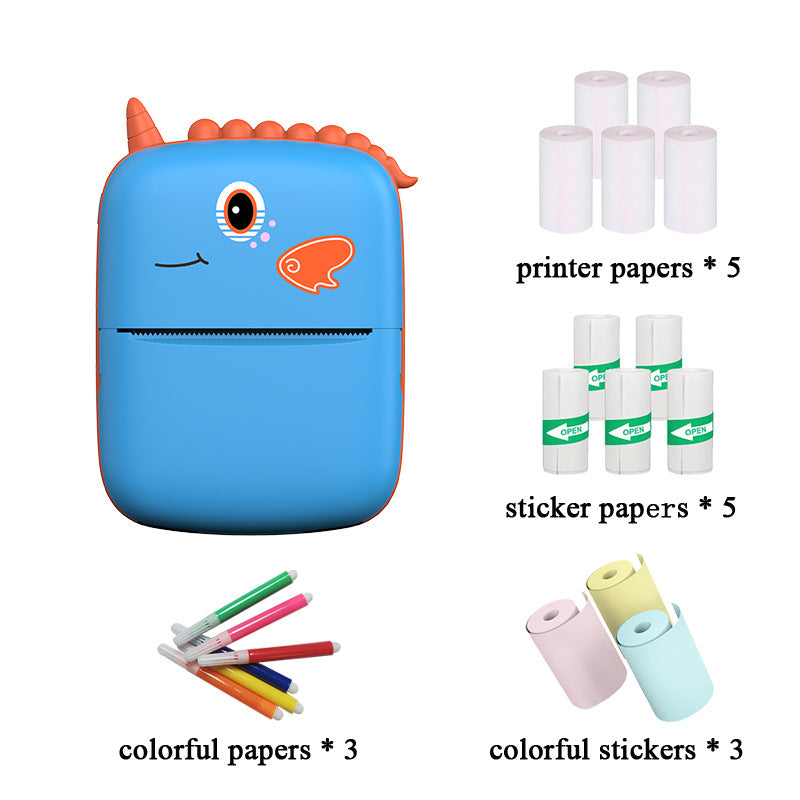 New cross-border A8 little dinosaur mini convenient printer ink-free printing Bluetooth connection thermal printer wholesale