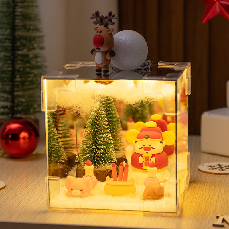 Christmas Cube small night lamp DIY cube Tulip small night lamp DIY handmade cube mirror cartoon cube mirror