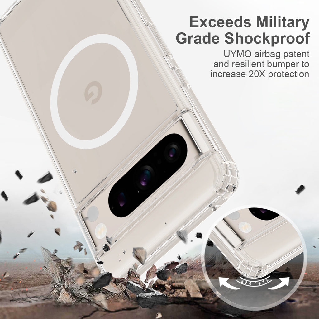 Applicable to Google 8 transparent magnetic phone case magsafe wireless charger magnetic suction Google 8pro four-corner drop-resistant back case