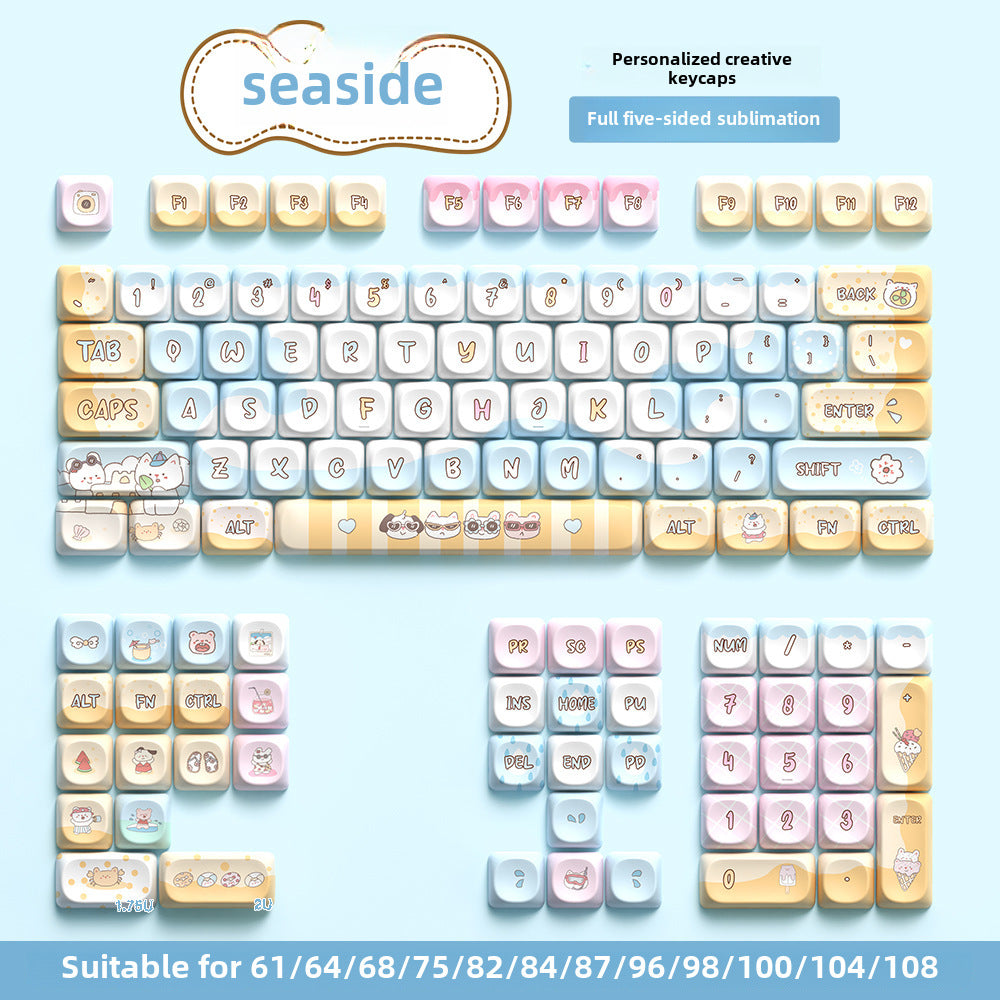 120 key cute unique keycap full five-sided PBT sublimation customized mechanical keyboard cap 68/75/84/98