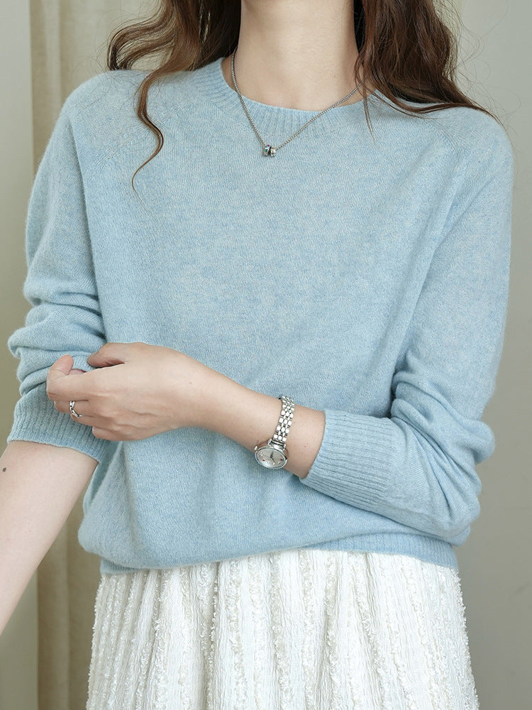 European and American old Qian Feng Shan cashmere sweater high-end classic knitted sweater round neck autumn and winter soft glutinous warm long sleeves wool top