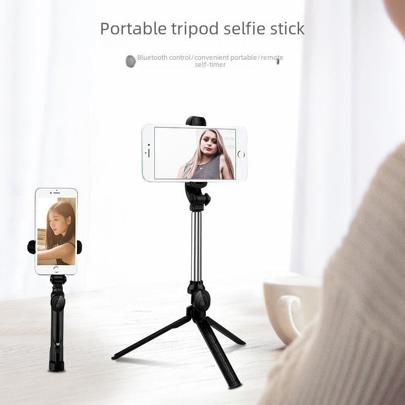 New tripod selfie horizontal and vertical shooting Bluetooth selfie stick brush TikTok outdoor live streaming phone stand factory direct sales