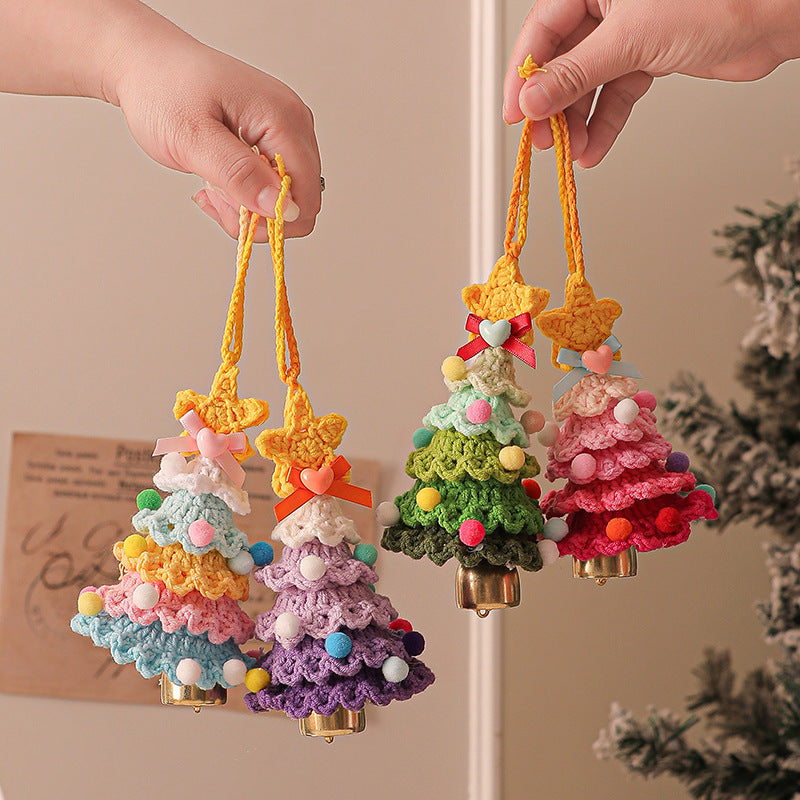 Exclusive for cross-border plush Christmas pendant wool crocheted Christmas tree small ornaments Christmas decoration automobile hanging ornament