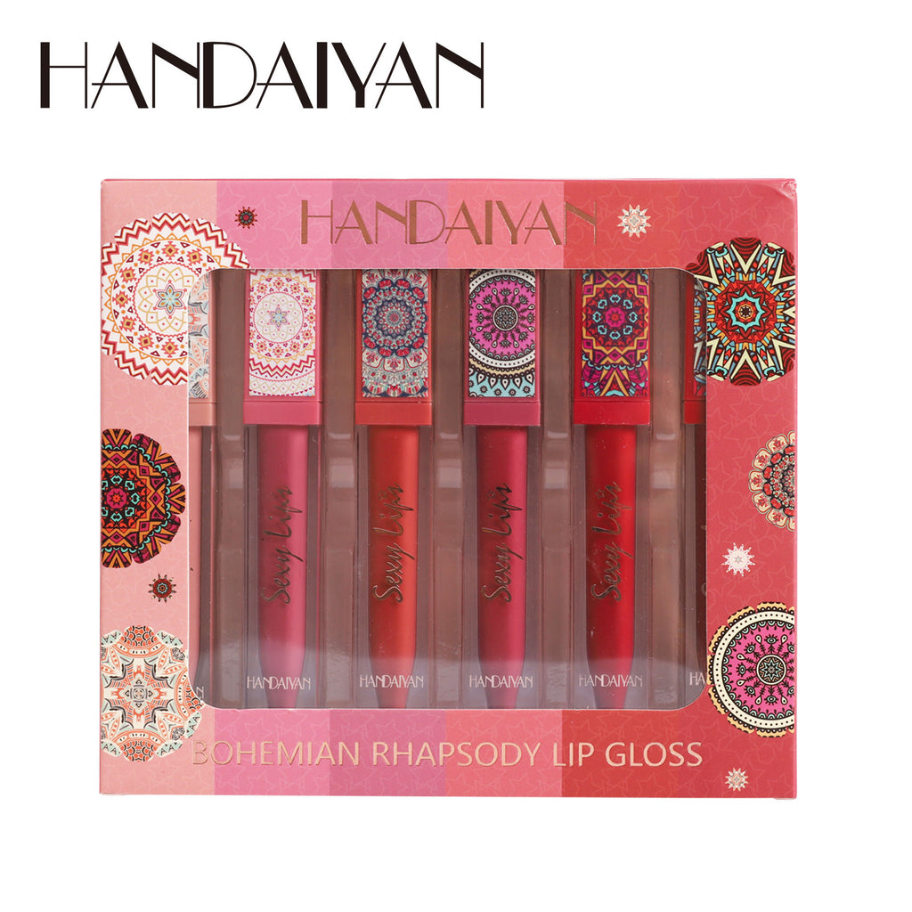 Cross-border handaiyan lipstick 6 colors lip gloss suit long lasting waterproof no stain on Cup matte lip gloss makeup wholesale