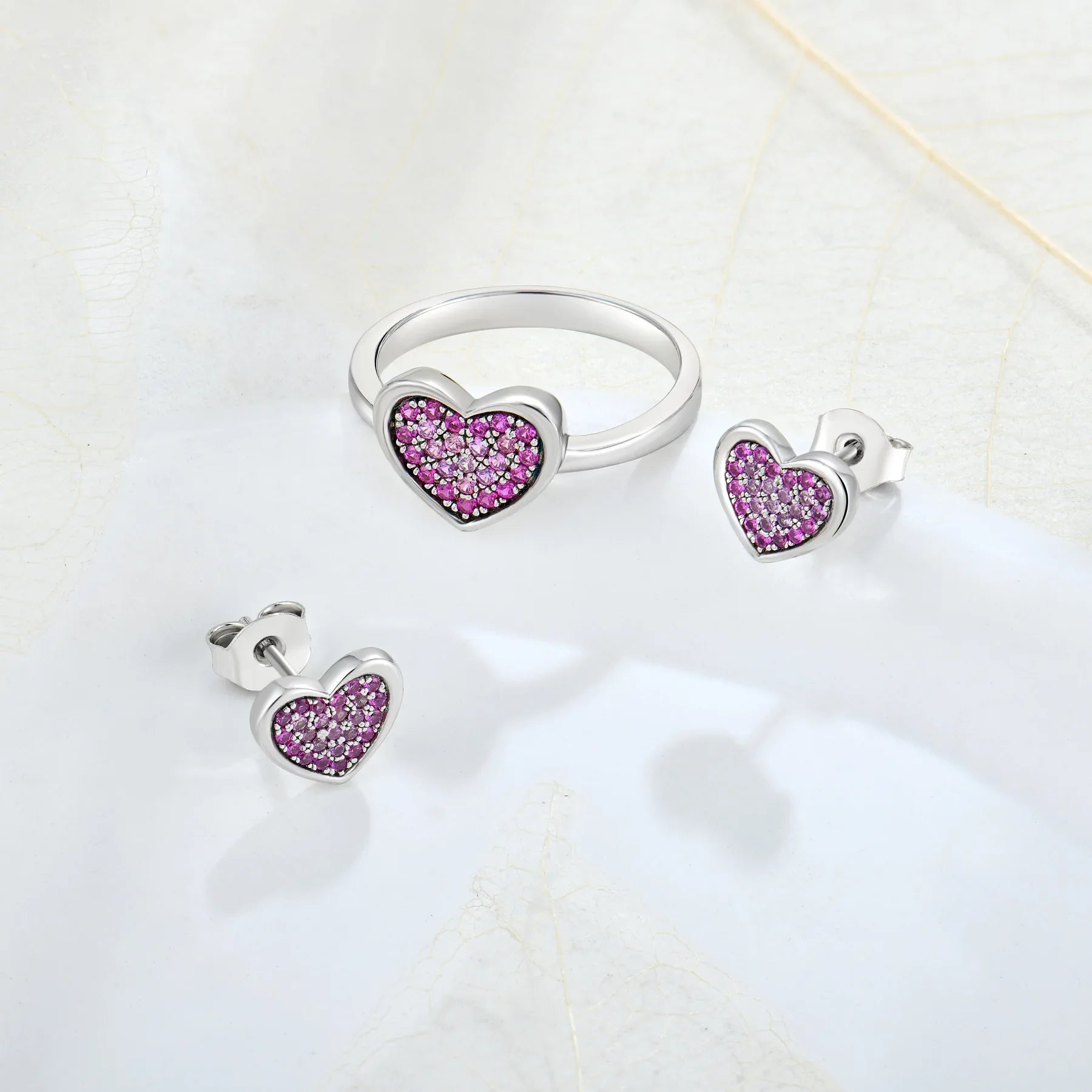 S925 silver pink purple heart-shaped zircon earrings earrings light luxury all-match High sense girls earrings gift supply wholesale