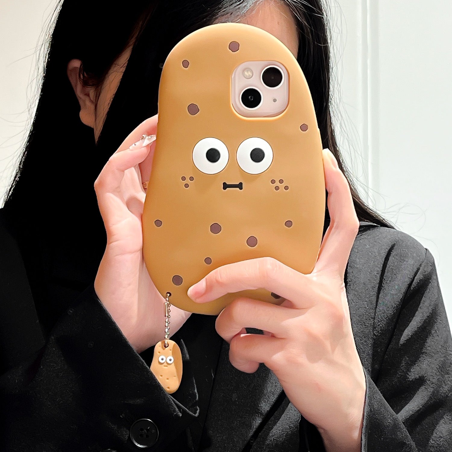 Cute potato expression suitable for iphone15pro phone case 14pm silicone 13p soft case 12promax pendant