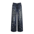 Foreign trade American high street washed worn jeans women 2024 street style retro tattered jeans straight jeans wholesale