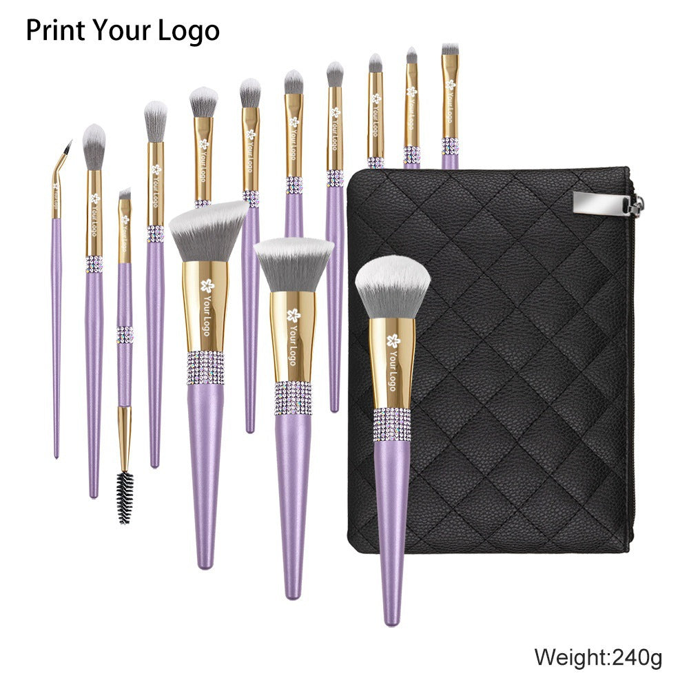 [Biyouyi new] 14 lilac purple makeup brushes suit full set of professional super soft fur makeup brushes cross-border