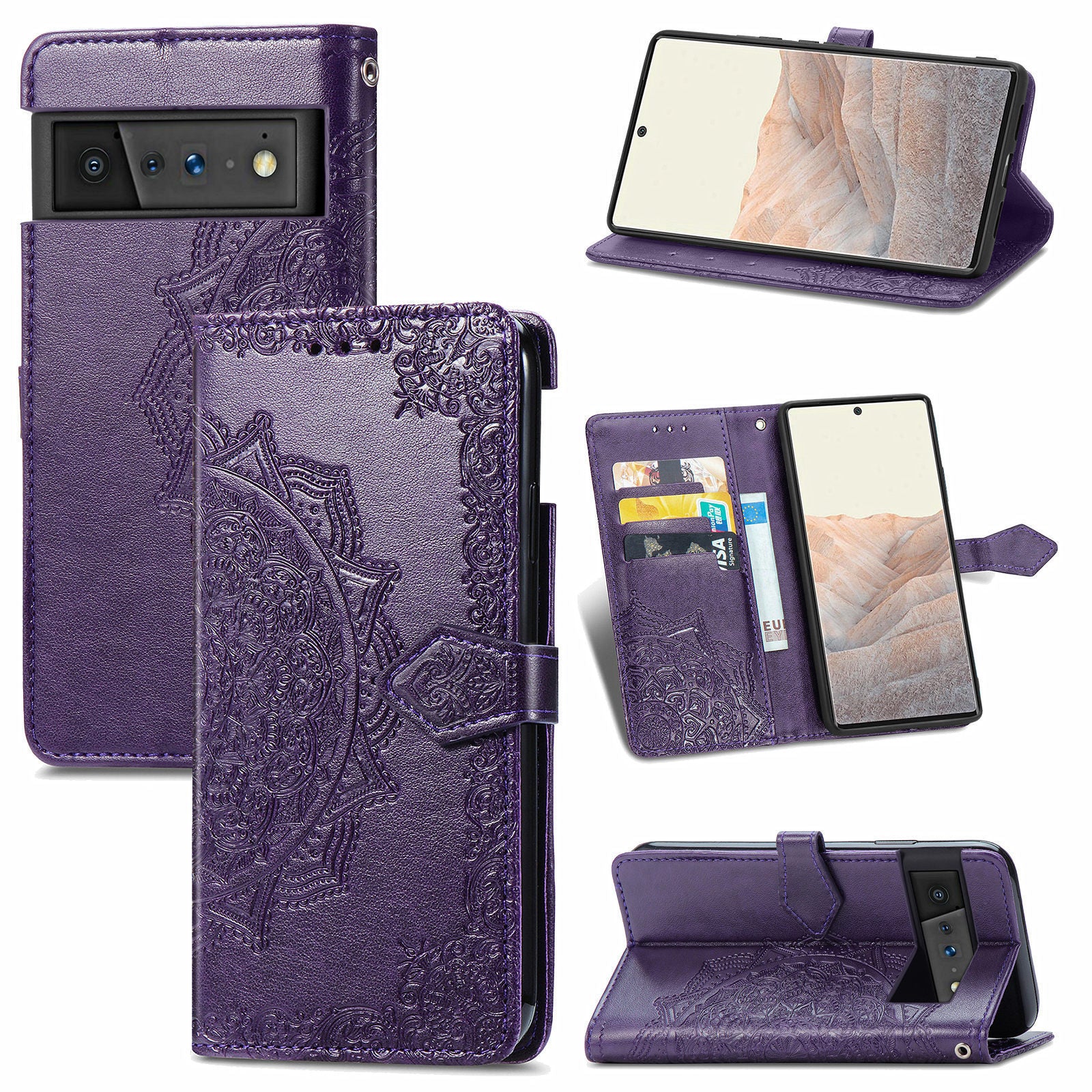 Applicable to Google pixel6 mobile phone leather case with card slot Google Pixel 6Pro flip leather printing leather case