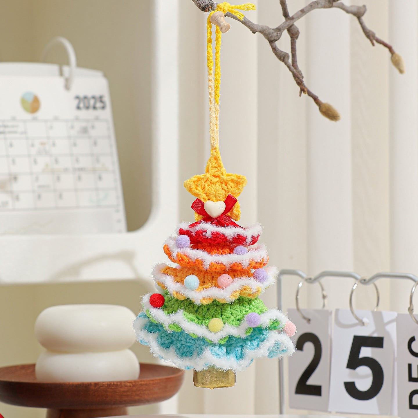 Exclusive for cross-border plush Christmas pendant wool crocheted Christmas tree small ornaments Christmas decoration automobile hanging ornament