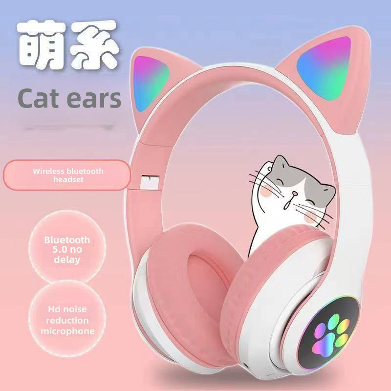 Luminous cat ear Bluetooth headset wireless headset STN-28 cross-border hot cute series New Factory Direct Sales