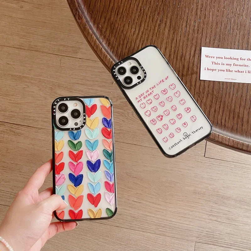Graffiti oil painting love for Apple iPhone15ProMax phone case 13 Tide brand 12 drop-resistant 14ro set 11