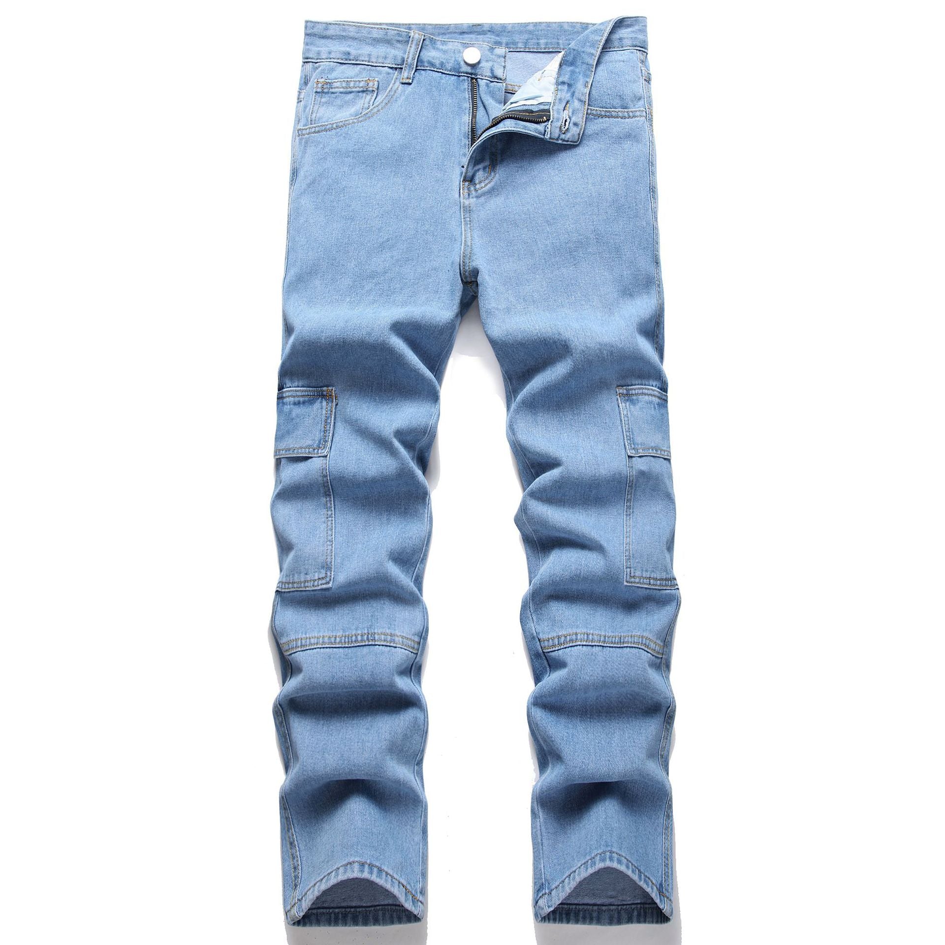 Foreign trade men's jeans trousers high elastic ripped slim jeans men AliExpress men's jeans