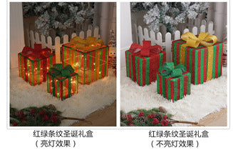 Cross-border new Christmas decoration gift box three-piece set Christmas string light room decoration colored lights decoration lights