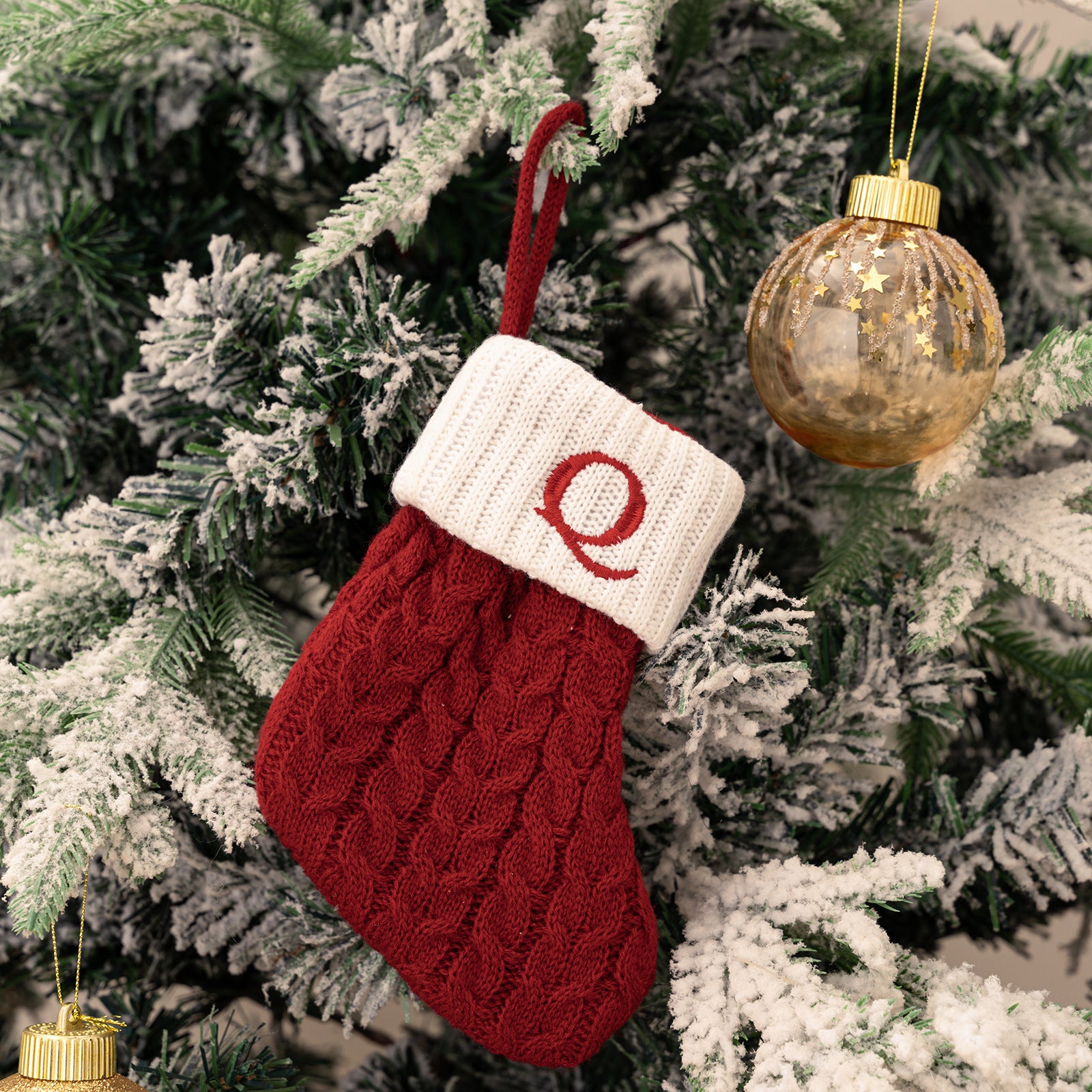 Cross-border cute letters Christmas stockings creative Christmas tree pendant Christmas style wool knitted socks decoration props
