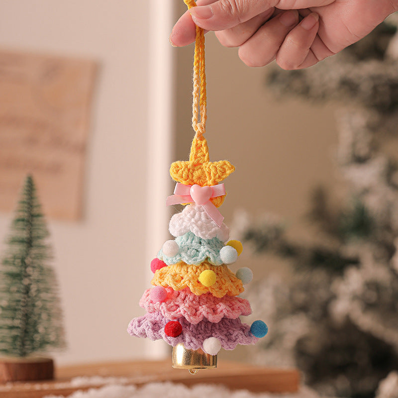Exclusive for cross-border plush Christmas pendant wool crocheted Christmas tree small ornaments Christmas decoration automobile hanging ornament