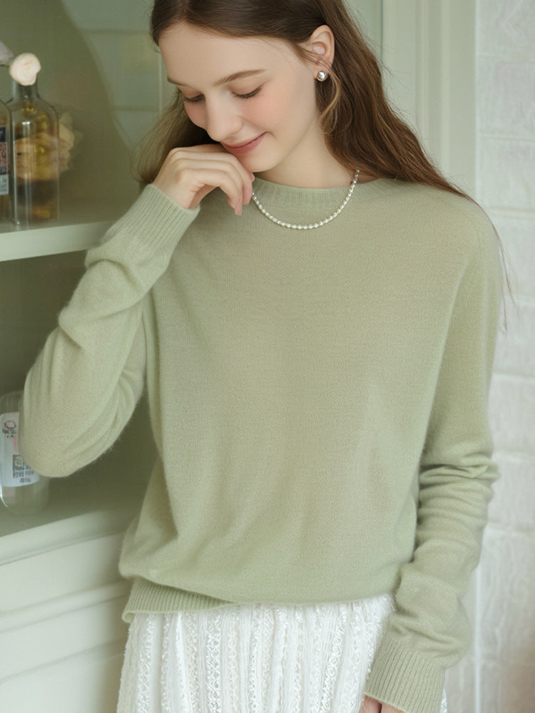 European and American old Qian Feng Shan cashmere sweater high-end classic knitted sweater round neck autumn and winter soft glutinous warm long sleeves wool top