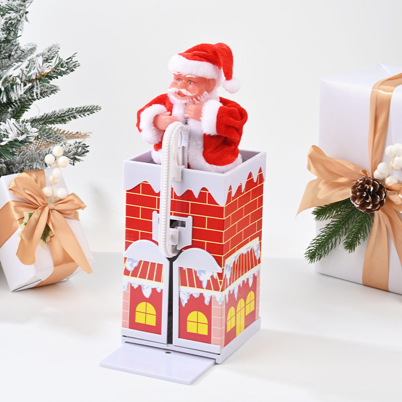 Cross-border Christmas creative gift electric Santa Claus black ladder climbing beads children's toy Christmas decoration