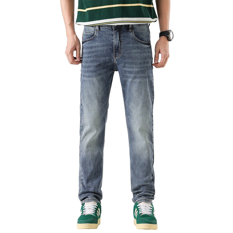 New American men's jeans high-end and fashionable retro fit comfortable straight casual cotton slim jeans