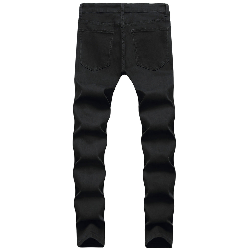 Pure black skinny micro elastic men's jeans 2025 autumn and winter New slim fit men's jeans fashion all-matching men's jeans