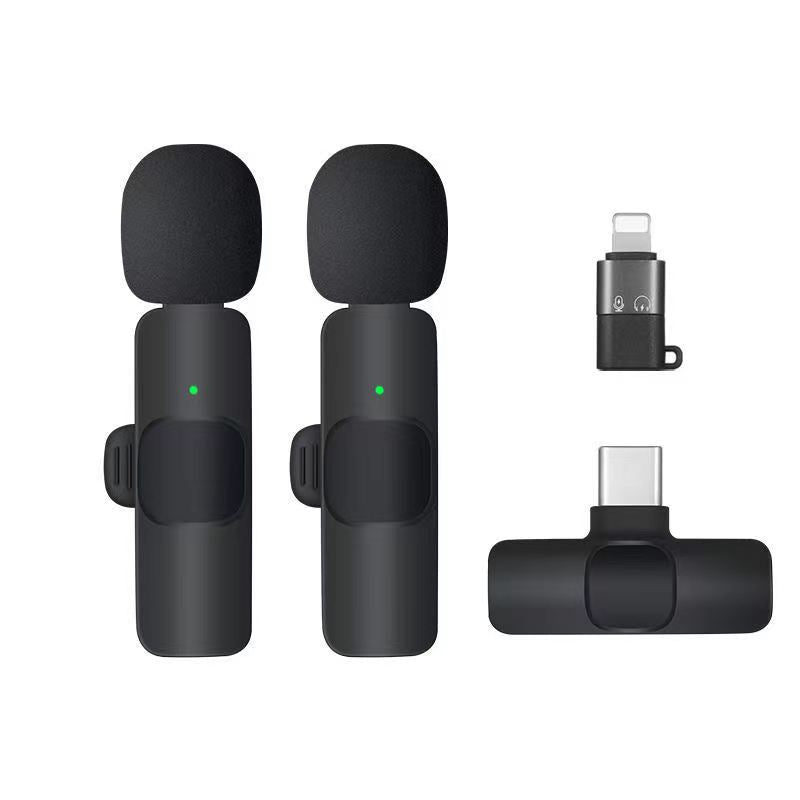 Cross-border TikTok wireless collar clip microphone outdoor mobile live streaming microphone short video recording radio noise reducing microphone clip